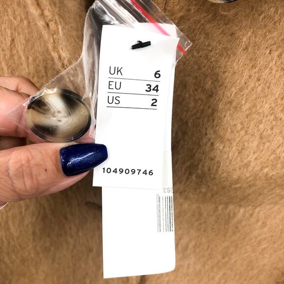 TOPSHOP Women's Brushed Shacket Size 2 Tan Camel Belted Long Sleeve NWT - Picture 11 of 13